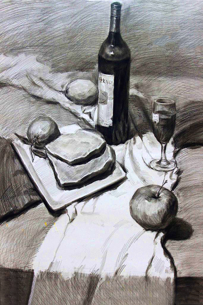 静物素描（图ZMTM3OTA3OTAw） - 绘画 - 站酷设计师艺人xht原创素材 - 站酷ZCOOL