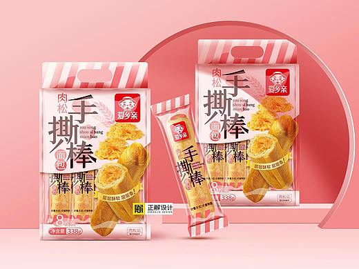 爱乡亲手撕面包棒食品包装袋设计