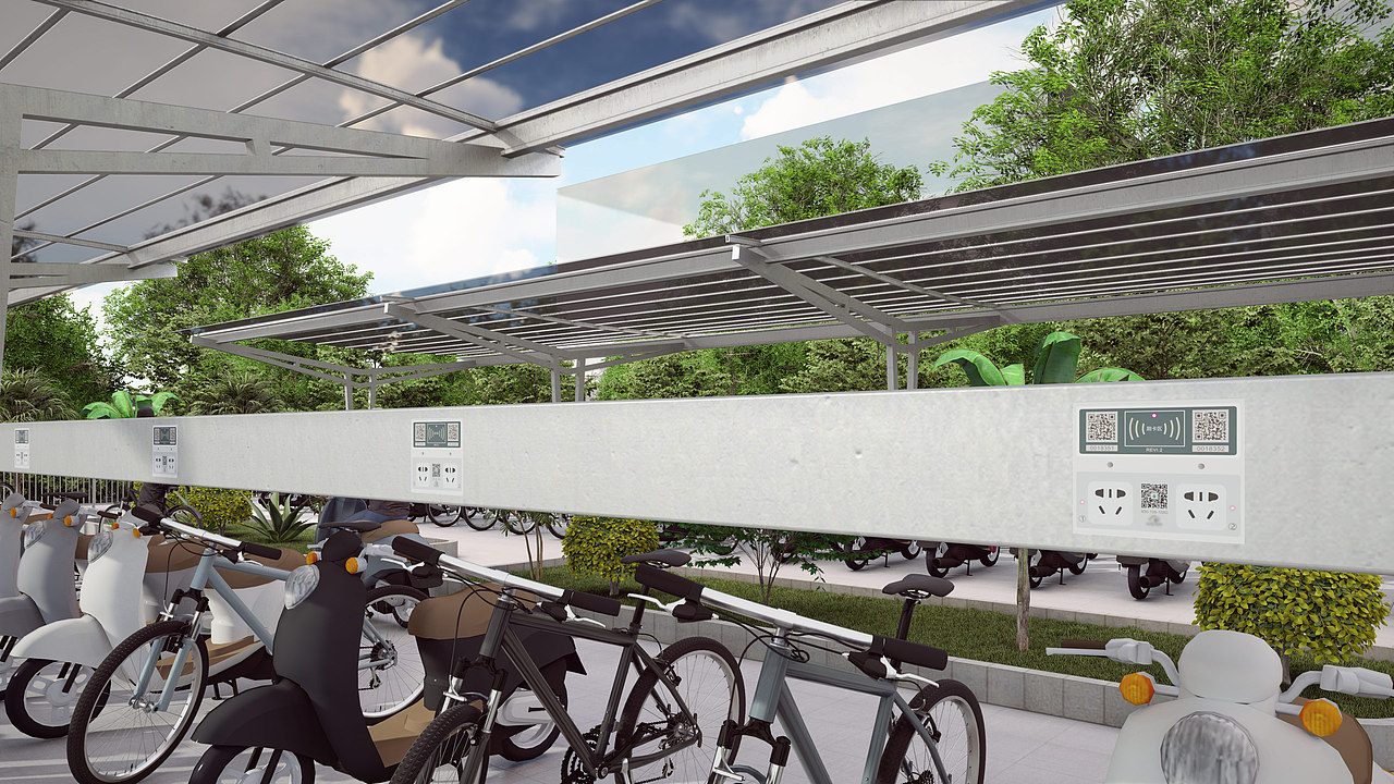 智能充电车棚效果图