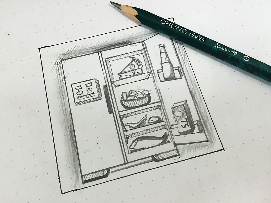 8月7日 冰箱~好好画画,天天向上