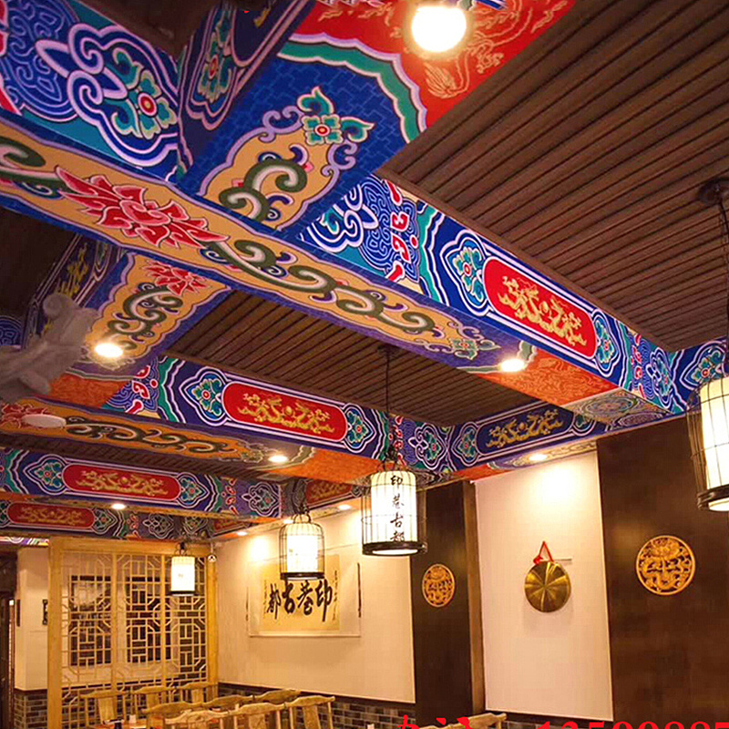 古建吊顶图设计寺庙彩绘图案吊顶天花板宗教新中式