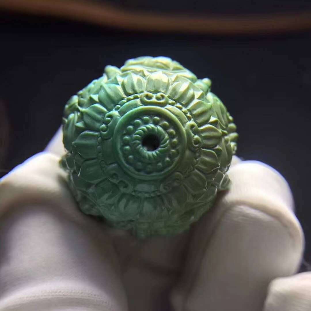 绿松雕刻珠子【五面佛】