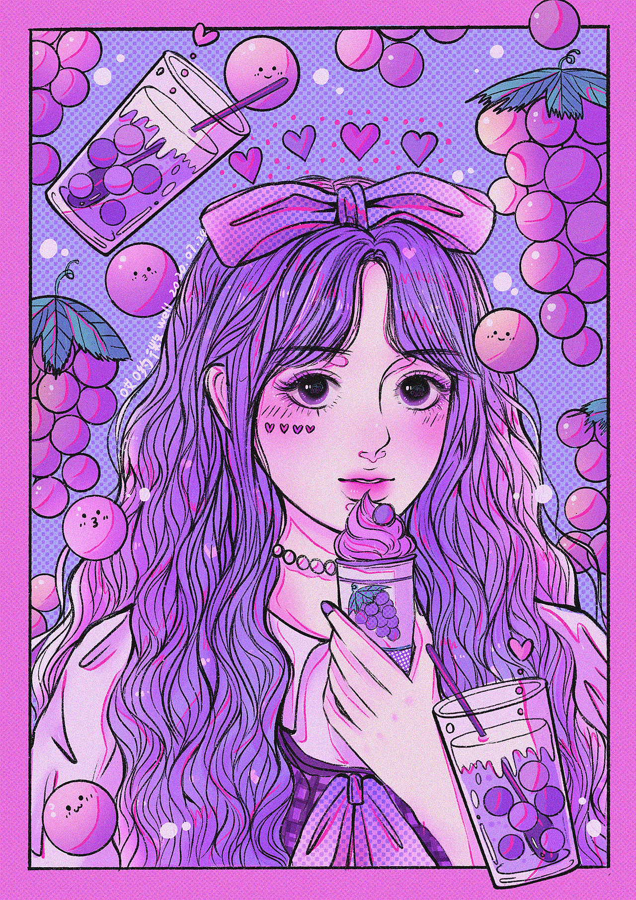 元气少女夏日水果女孩系列插画