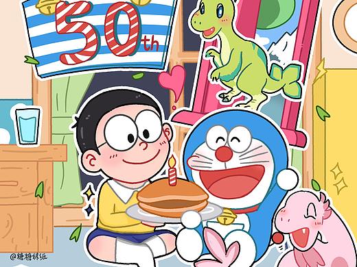 哆啦a梦50周年 插画
