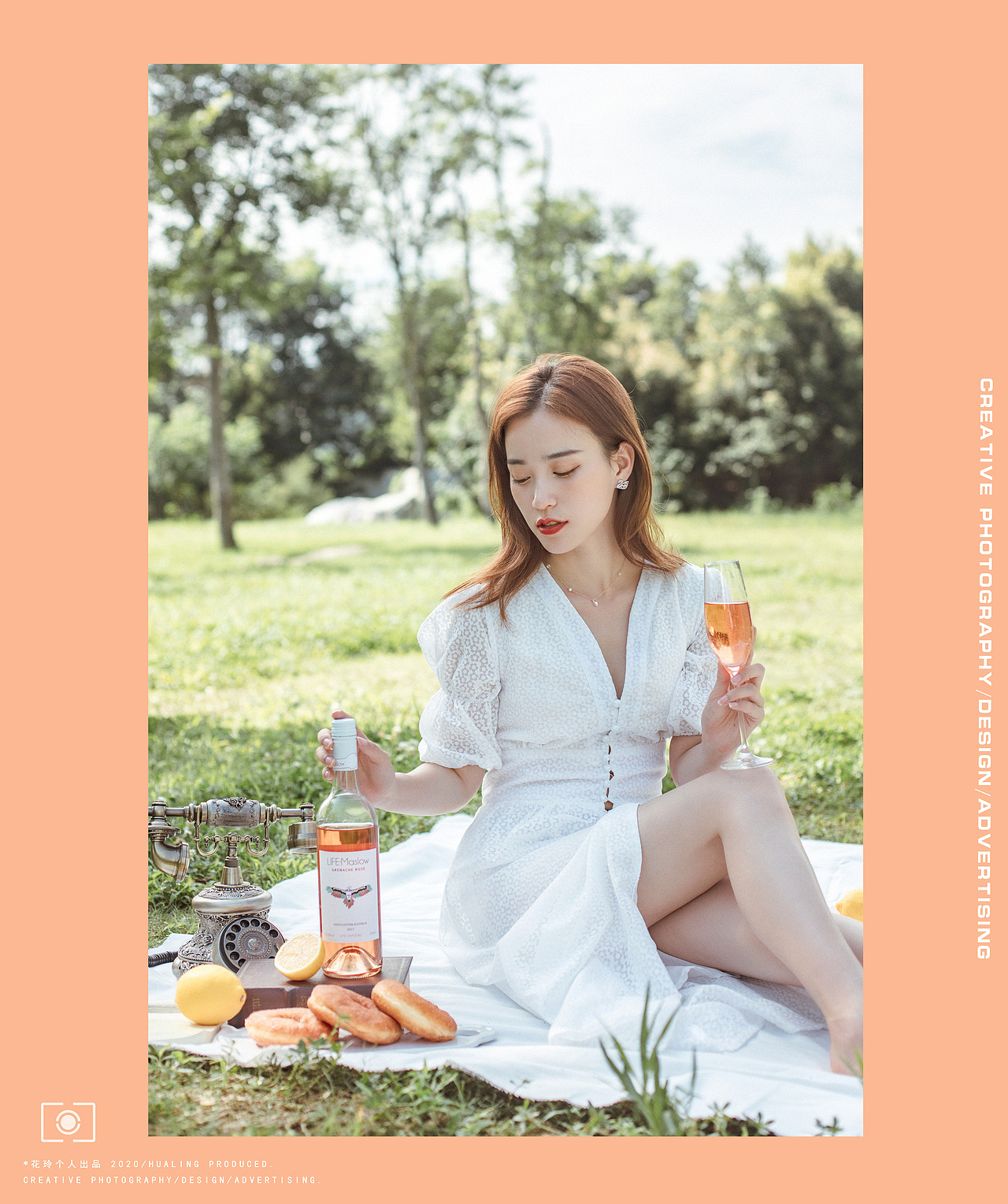 夏日野餐 I 葡萄酒外景人像产品拍摄
