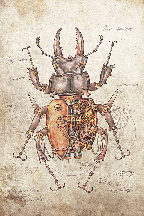 蒸汽朋克风彩色铅笔画系列 绘画步骤教程