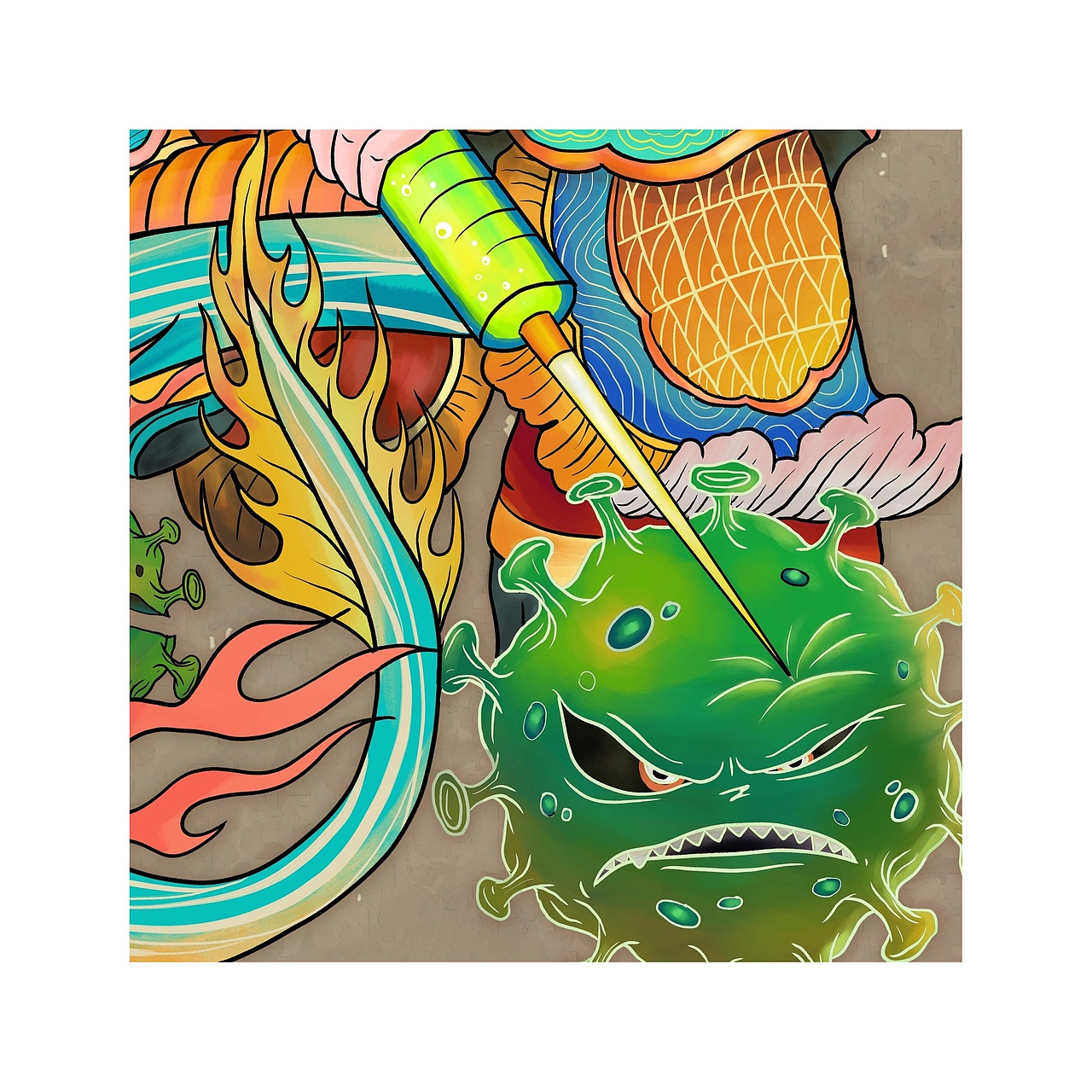 《否极泰来》门神插画（图ZMjQ1NzM3ODY4） - 商业插画 - 站酷设计师奥兹梦游中原创素材 - 站酷ZCOOL