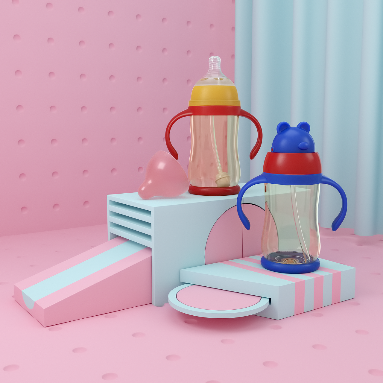 母嬰用品—水杯奶壺建模渲染（圖ZMTIwMjc5NzI0） - 其他三維 - 站酷設(shè)計(jì)師Ralph_liu原創(chuàng)素材 - 站酷ZCOOL