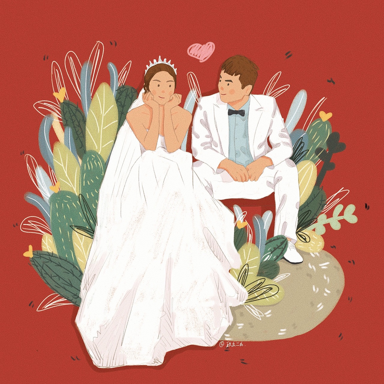 婚礼手绘（图ZMTQwOTY3MTcy） - 商业插画 - 站酷设计师玖幺二幺原创素材 - 站酷ZCOOL