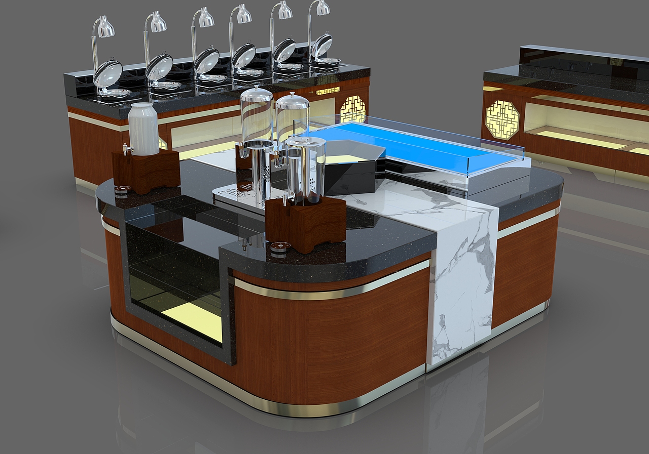 多功能大理石移动布菲车自助餐台设计定制