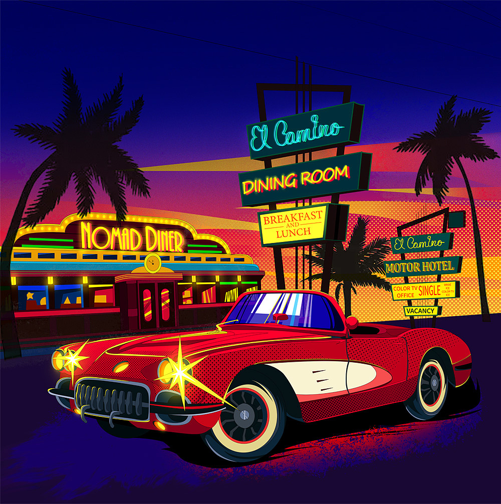 落日夕阳椰子树 (美式西海岸风)