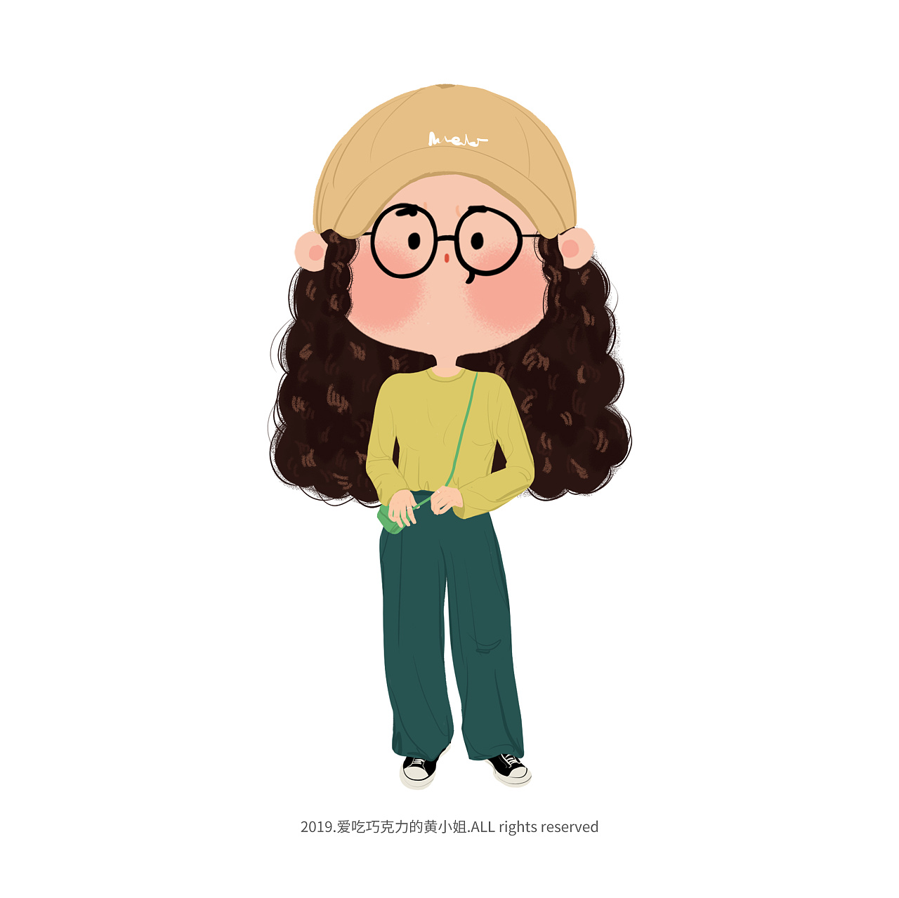 一月每日一涂的爆炸头女孩