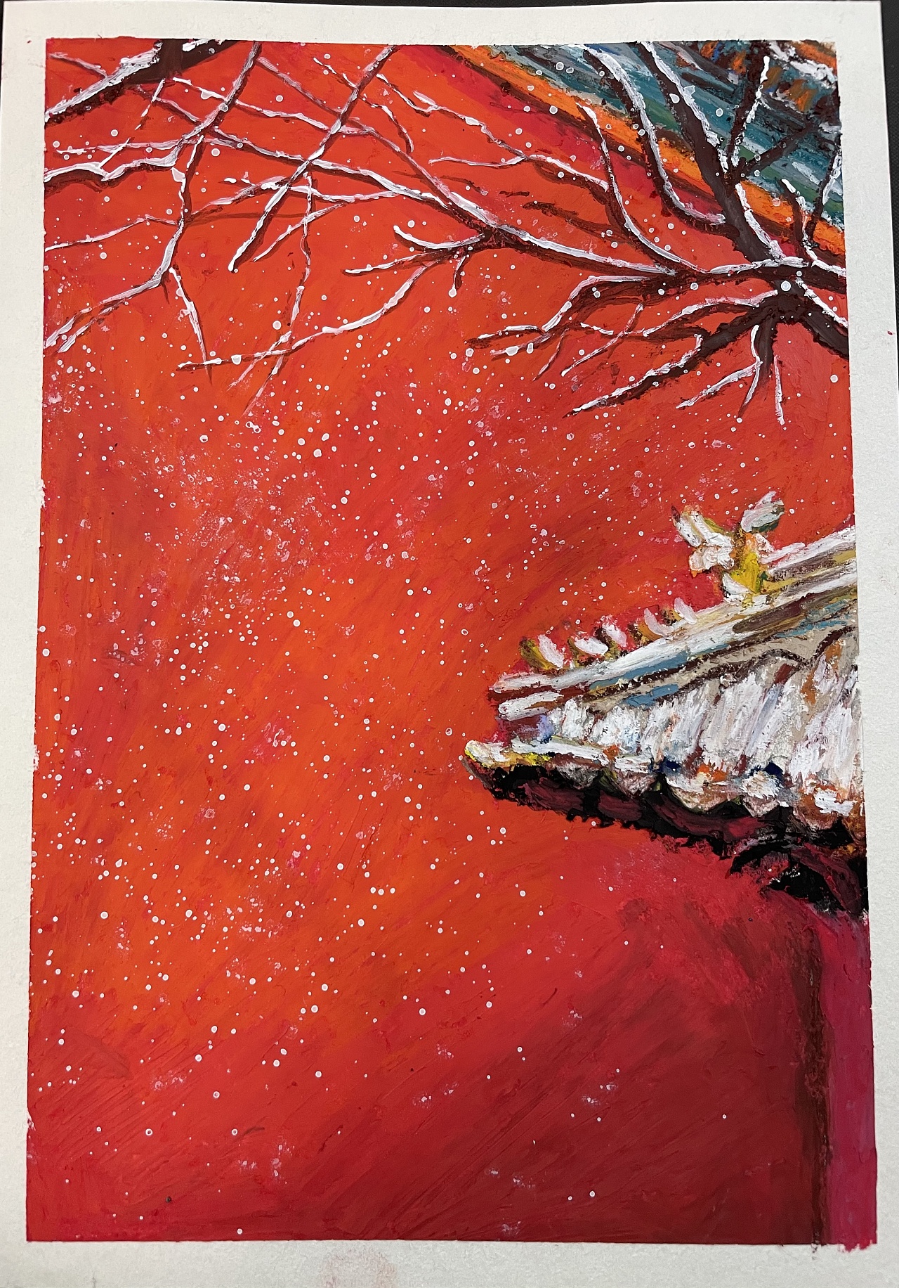 油画棒练习故宫墙头