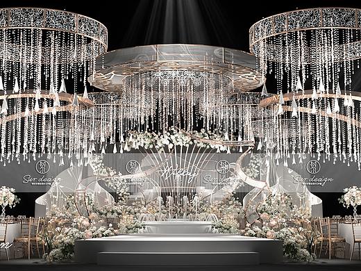 SurDesign香槟系婚礼宴会3D效果图