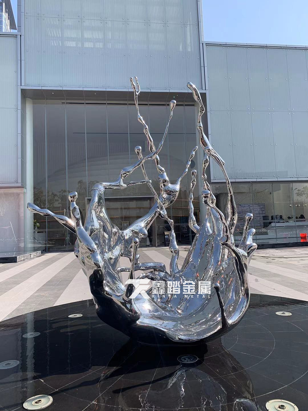 艺术镜面不锈钢水滴雕塑 不锈钢水浪雕塑