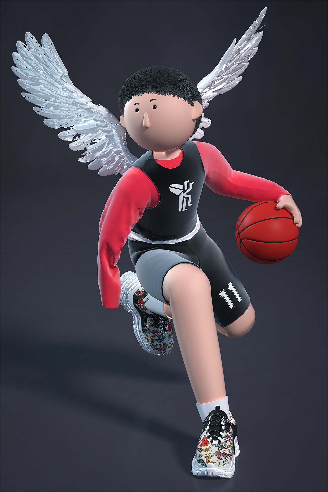 独臂篮球少年-c4d卡通人物