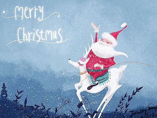 简单插画_圣诞节快乐