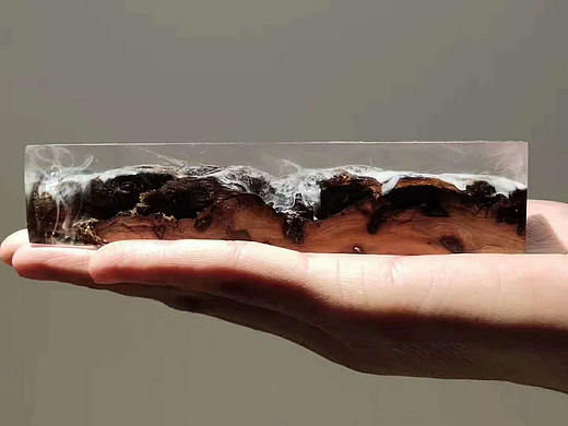 树脂与木雨雾山水镇尺