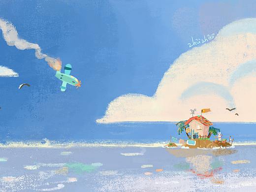 飞机失事（个人主页-ZNDk0NDY3MTY=） - 儿童插画 - 站酷设计师猪猪_Zhuzhu原创素材 - 站酷ZCOOL