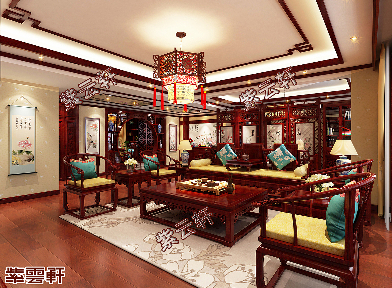 客厅别墅中式装修