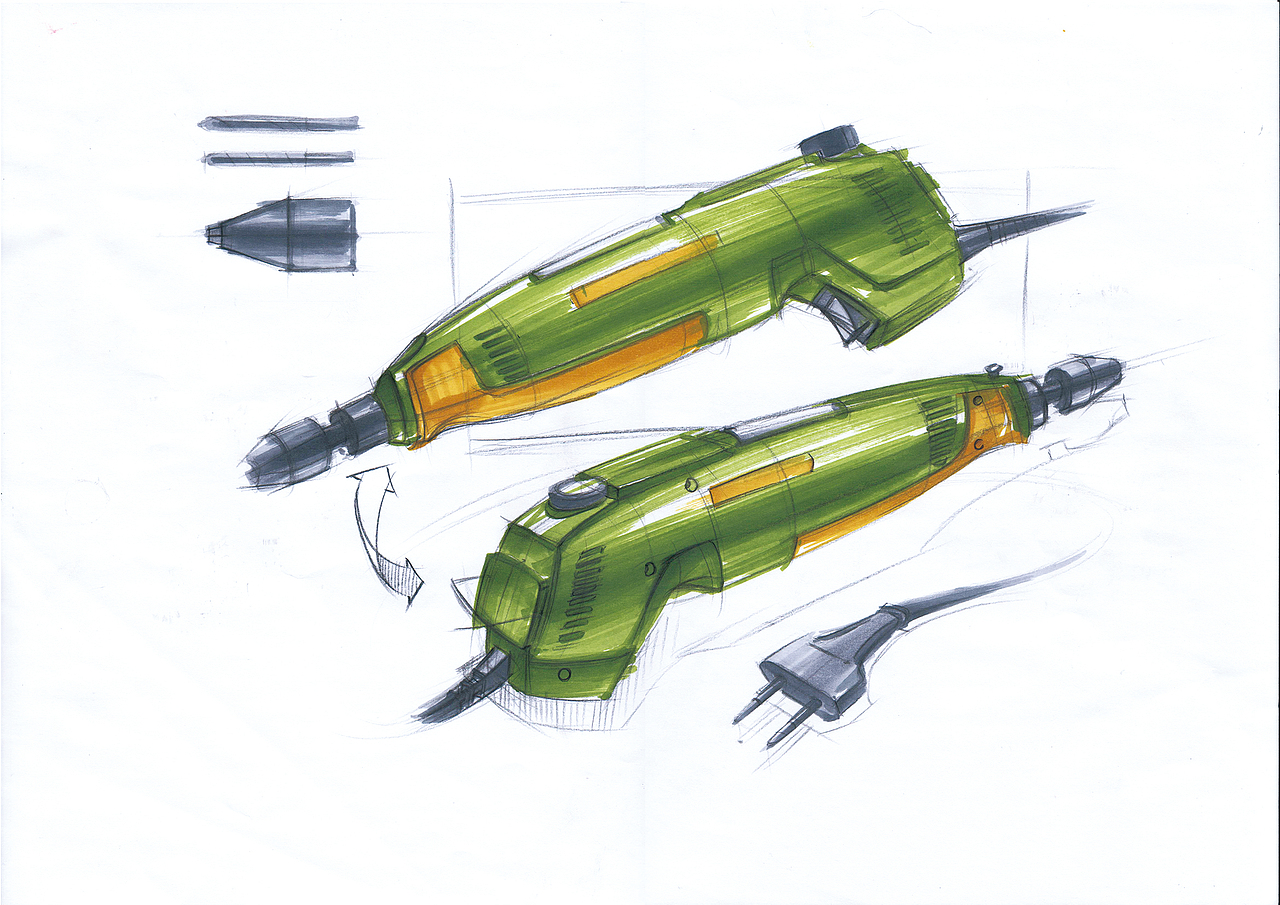 迷你电钻 产品设计手绘 步奏（图ZMTg0NzM1NDQ=） - 工业用品/机械 - 站酷设计师ZLIDO原创素材 - 站酷ZCOOL