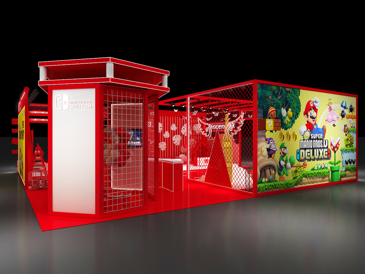 3d效果图任天堂游戏快闪店设计