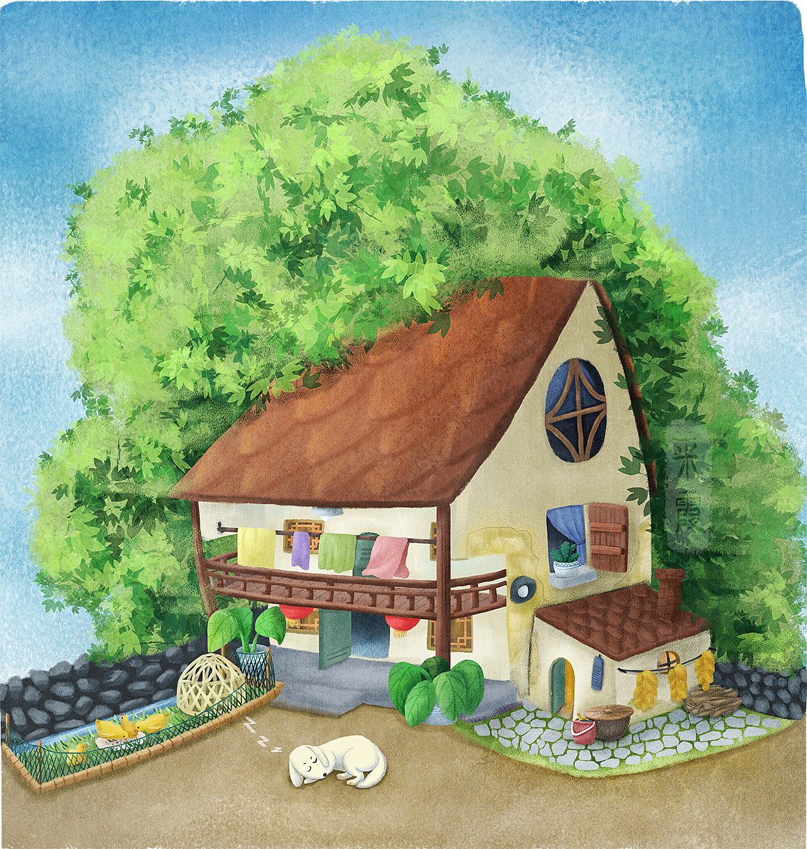 漫画农村老房子图片图片