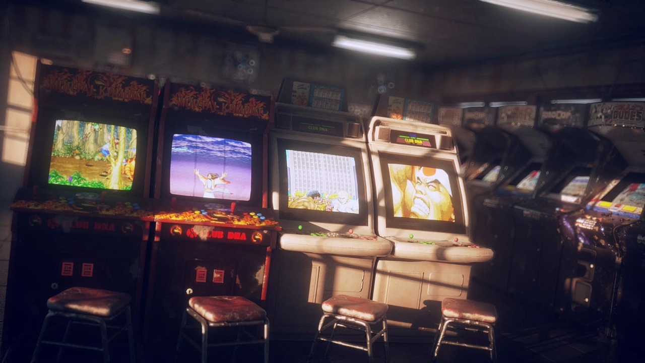 怀旧街机游戏厅场景三维动画