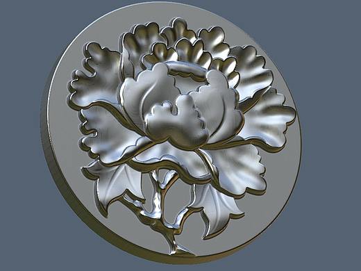 三维浮雕牡丹花雕花设计画图北京精雕3D打印图案转格式