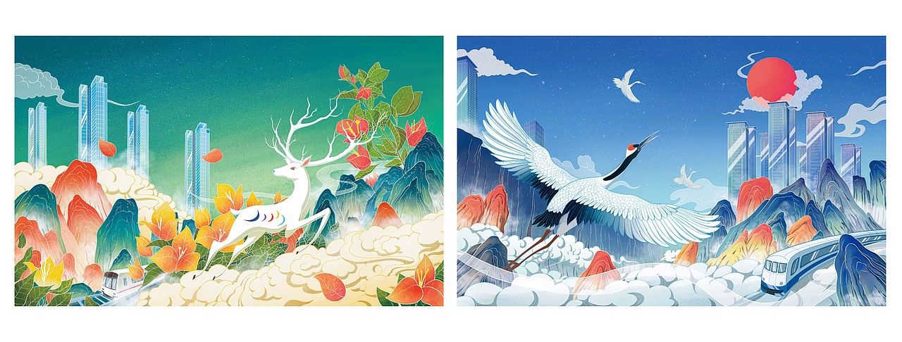 地产纪念卡插画(飞机稿)