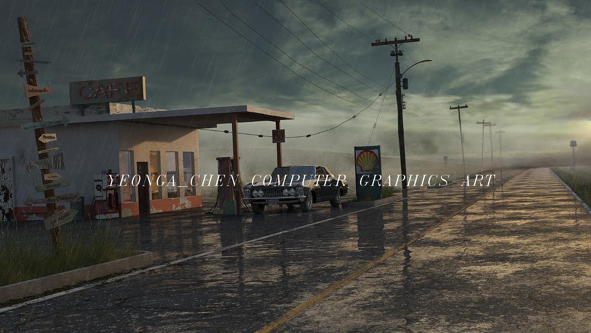 细雨绵绵的公路（图ZMTExNDEyMzM2） - 场景 - 站酷设计师YG_6原创素材 - 站酷ZCOOL