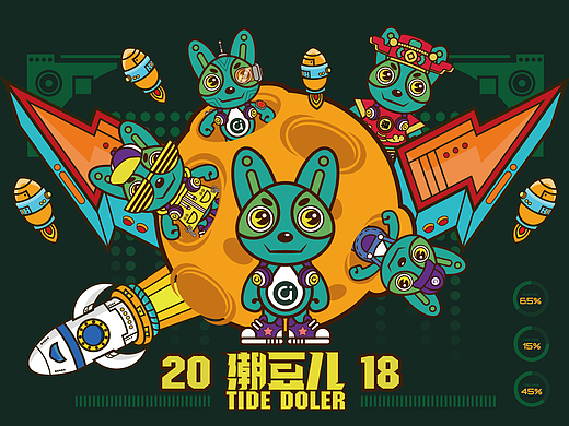 潮流有色计划IP形象设计-潮豆儿