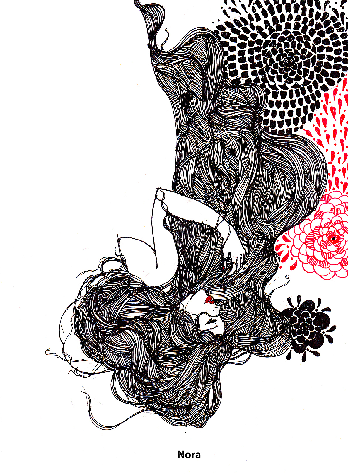 藏在头发里的小红豆