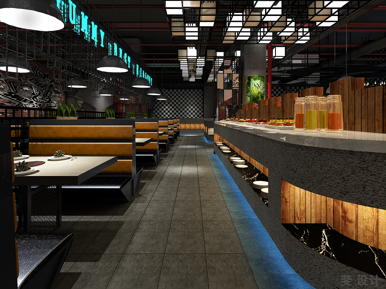 海鲜烤肉自助餐厅室内设计