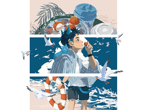 【联名插画】百分茶x阿竹uzoo荔枝季&蜜桃季联名