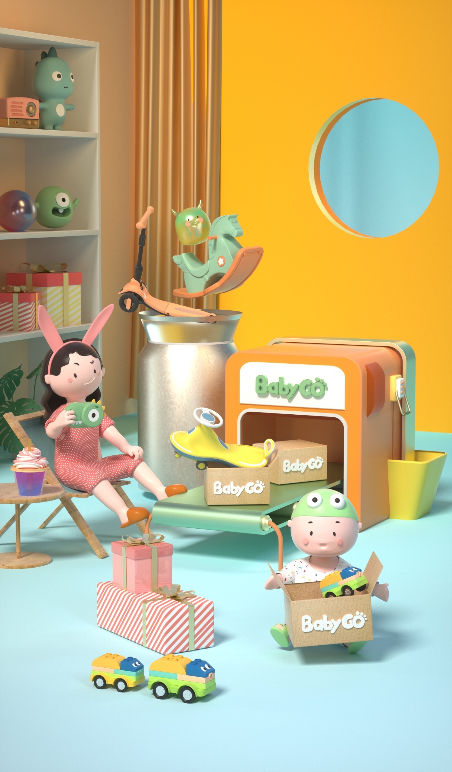 61儿童节 母婴品牌 ip形象场景  简单小动画