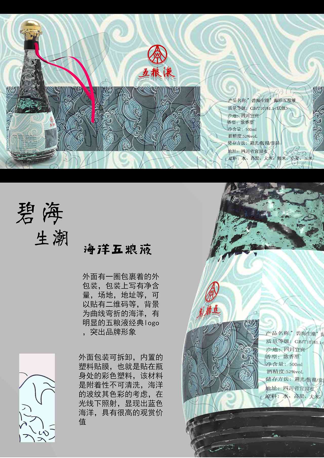 碧海生潮海洋五粮液产品包装设计