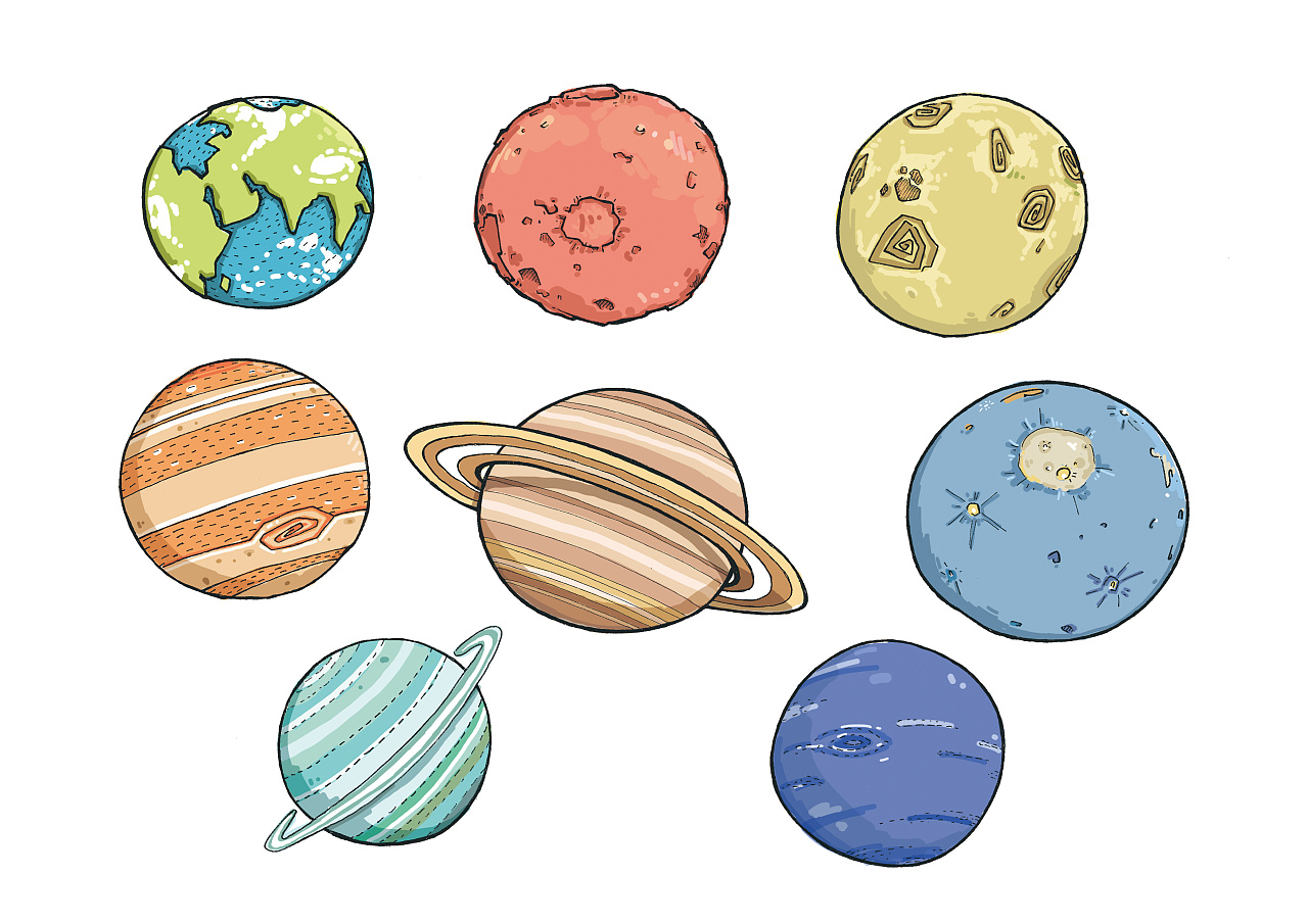 简笔画星球 八大行星图片