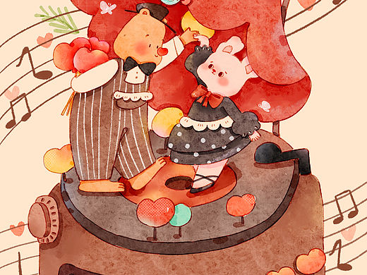 水彩风七夕主题插画