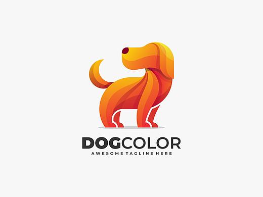 国外炫彩风格狗logo标志AI素材