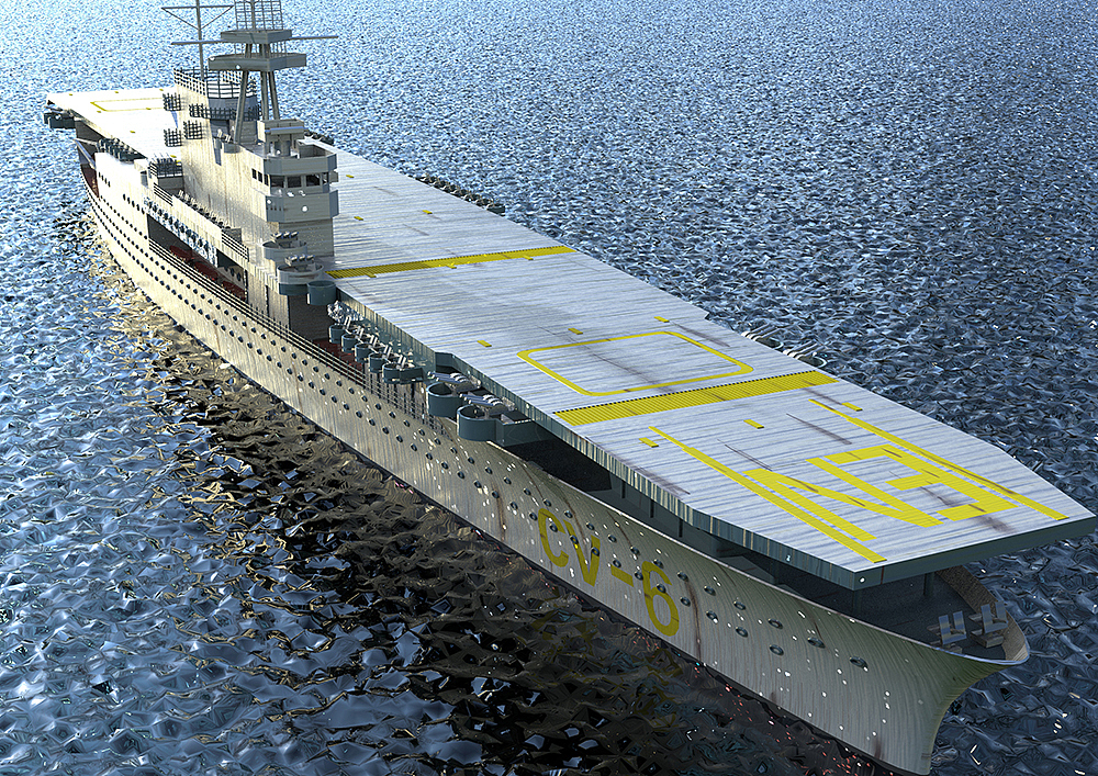 启动!cv-6 企业号航母建模渲染