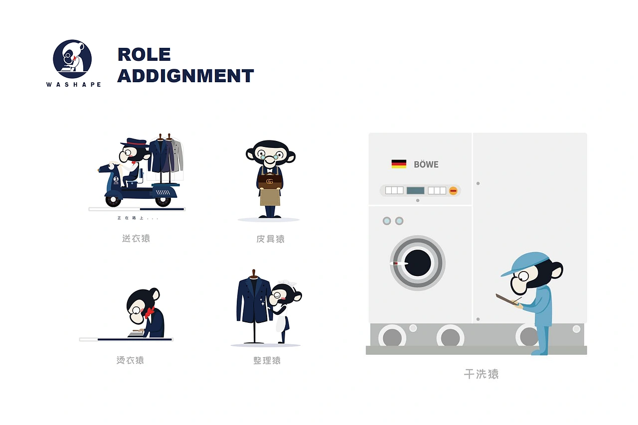 干洗店“欢洗猿WASHAPE”品牌与IP设计