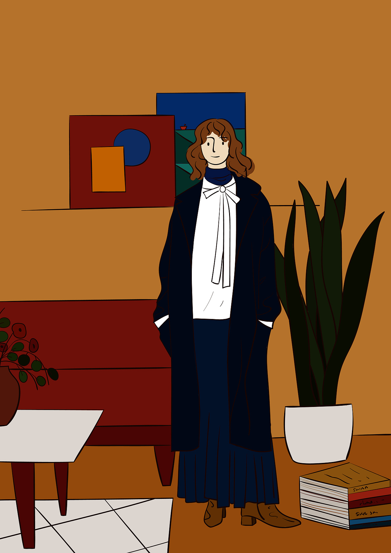 vintage girl 复古女孩插画