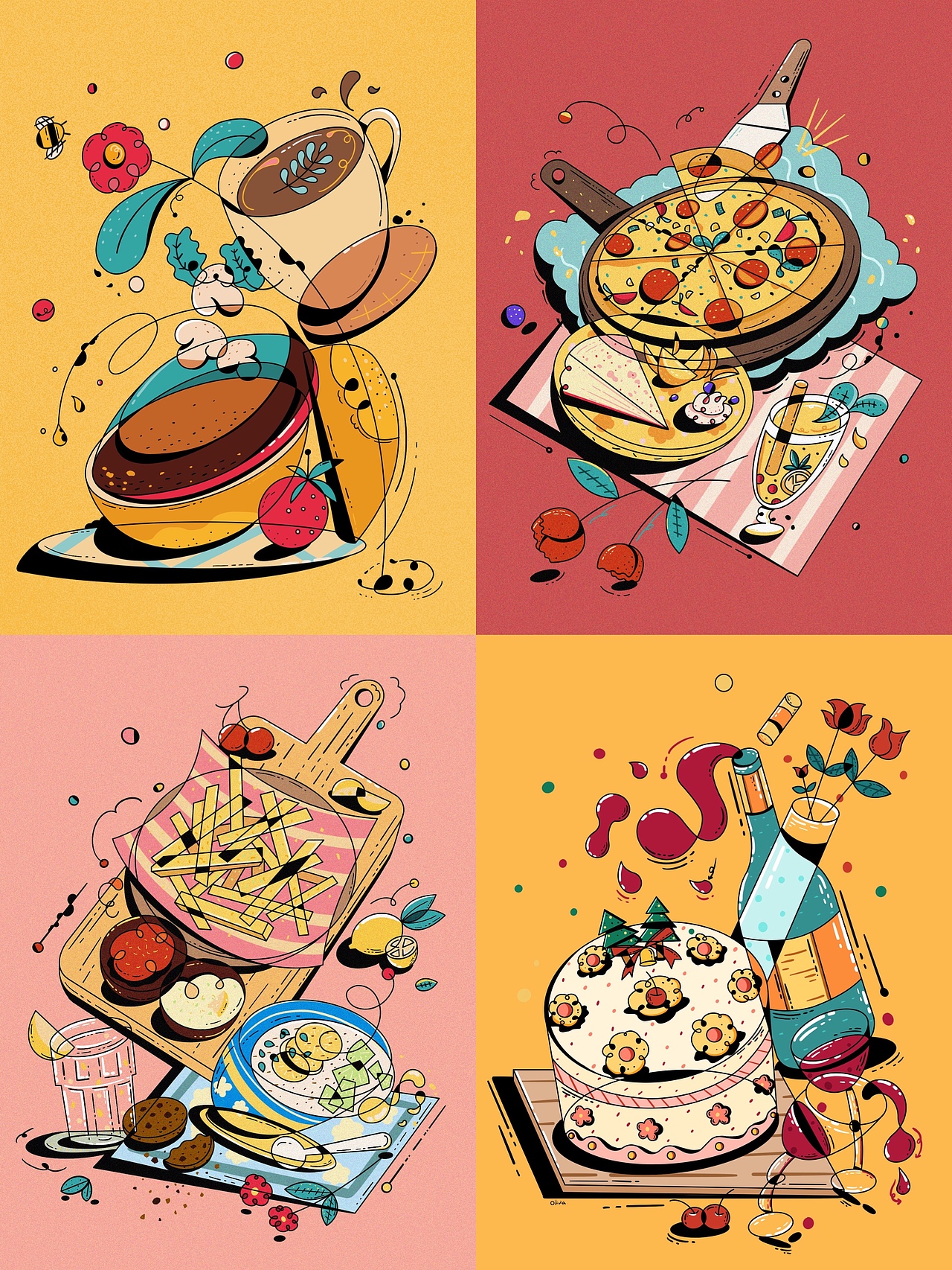 美式复古风装饰画｜美食与植物系列（图ZMjk0OTg3MzUy） - 创作习作 - 站酷设计师奥莉_Olivia原创素材 - 站酷ZCOOL