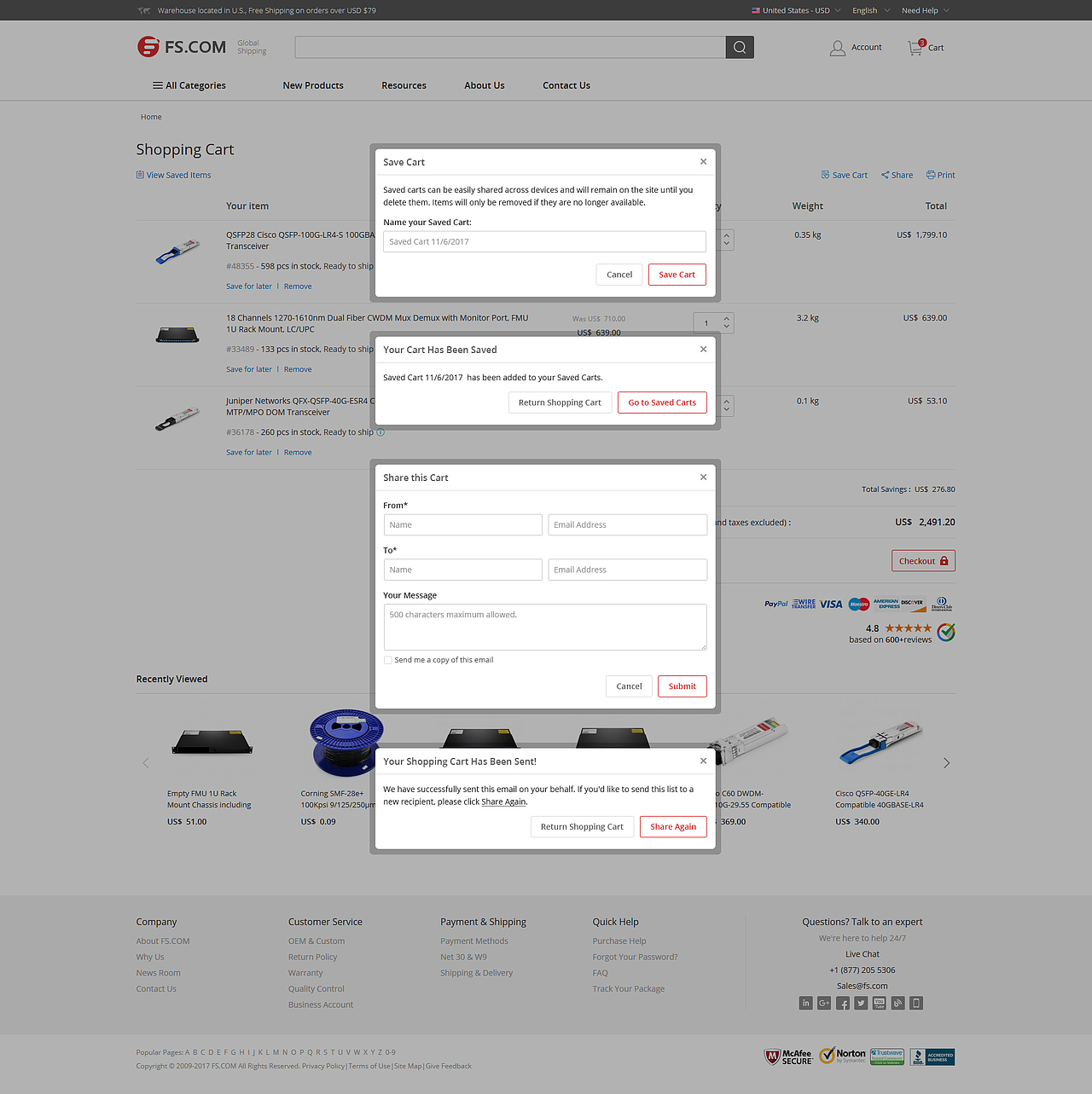 shopping cart-弹窗