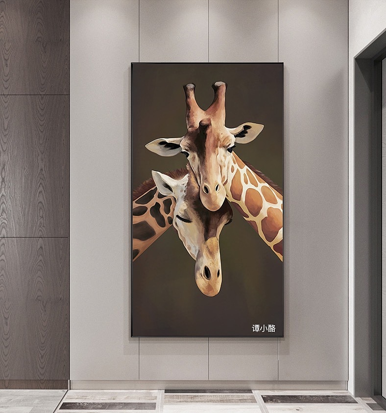 长颈鹿写实绘画