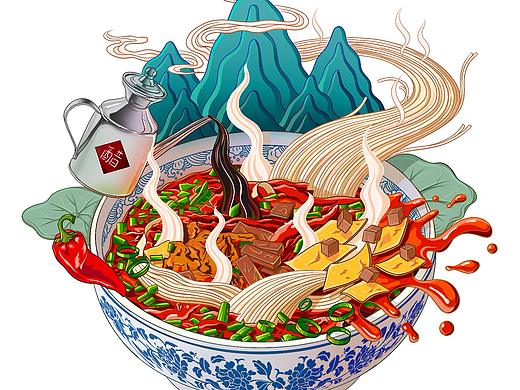 西安美食插画设计