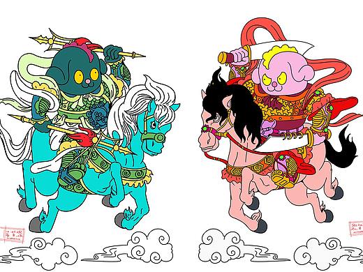 門(mén)神年畫(huà)系列（個(gè)人主頁(yè)-ZNDE2NTgyMzI=） - 商業(yè)插畫(huà) - 站酷設(shè)計(jì)師社百姿原創(chuàng)素材 - 站酷ZCOOL
