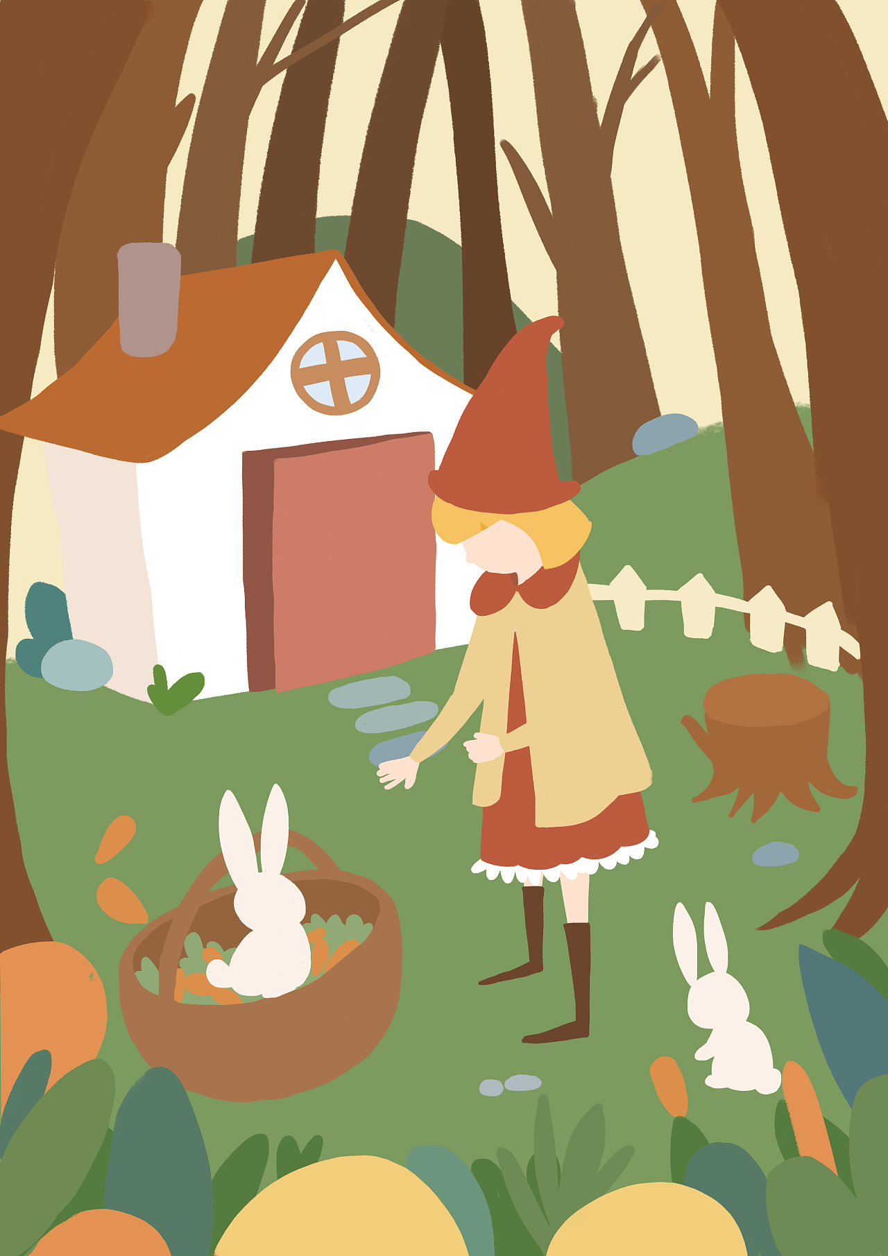 原创插画|森林的小兔