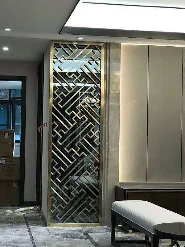 高档铝艺黄铜板雕刻镂空屏风不锈钢屏风无指纹铝板